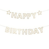 Banner Happy Birthday hvit/gull