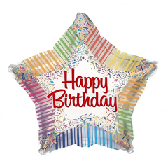 Stjerneformet folieballong Happy Birthday