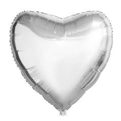 Stor hjerteballong sølv