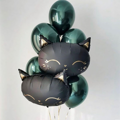 Ballongbukett Black Cat grønn
