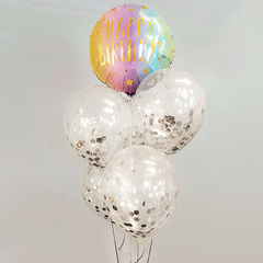 Heliumbukett Happy Birthday m/konfetti