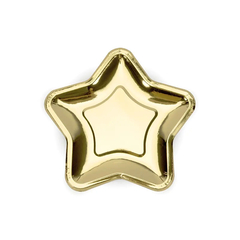 Papptallerkener Stjerne gull - 2 størrelser, 6 stk.
