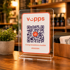 Eksklusivt gjennomsiktig akrylskilt for Vipps betaling med QR-kode
