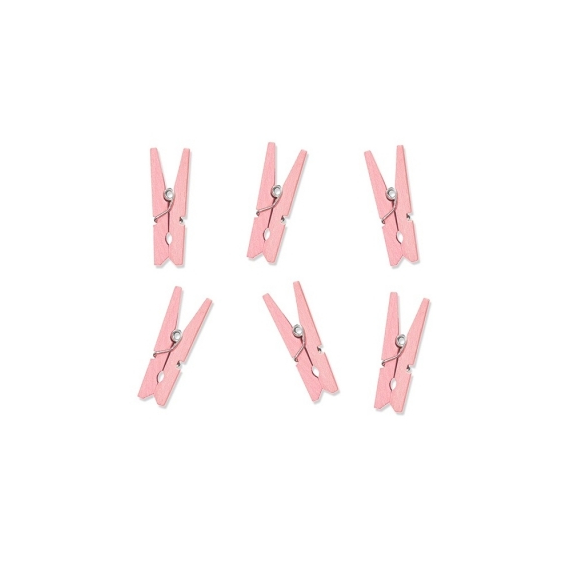 Mini klesklyper av plast rosa, 12 stk.