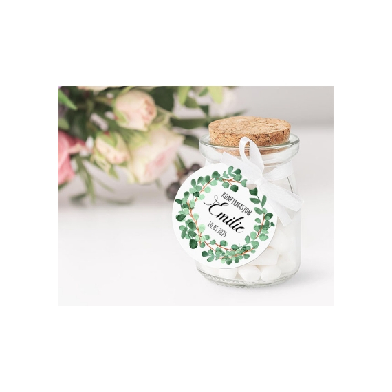 Etiketter "Eucalyptus" med personalisering, 9/16 stk.