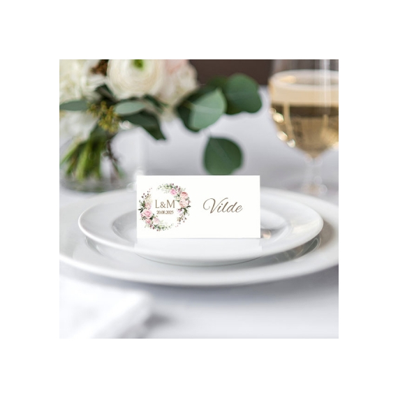 Bordkort "Rose Wreath" med personalisering
