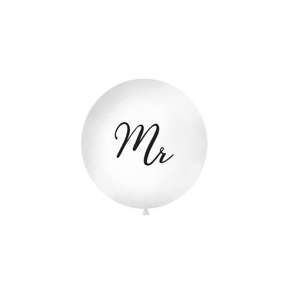 Stor ballong Mr, hvit/svart, 1m