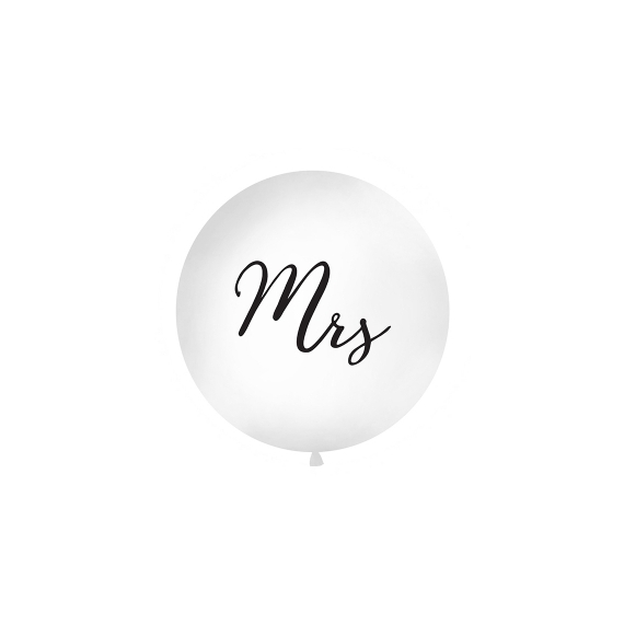 Stor ballong Mrs, hvit/svart
