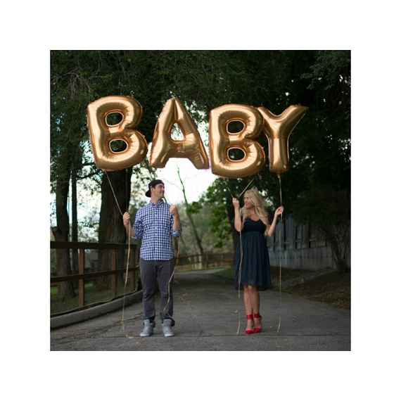 Store bokstavballonger gull tll baby shower