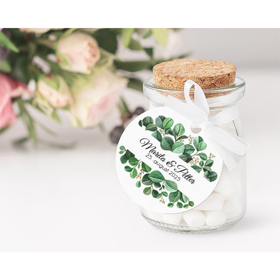 Etiketter "Eucalyptus" med personalisering, 9/16 stk.
