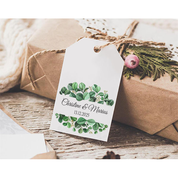 Etiketter "Eucalyptus" med personalisering, 9/16 stk.