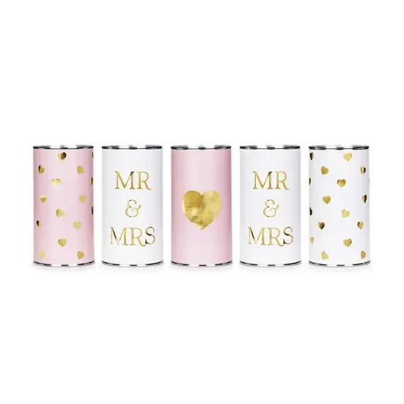 Blikkbokser Mr & Mrs, 5 stk.