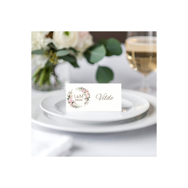 Bordkort "Rose Wreath" med personalisering