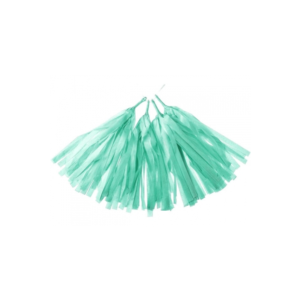 Tassel av silkepapir aqua, 5 stk.