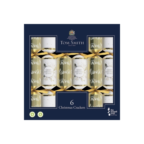 Smell bon-bon julecrackers Gold Christmas 35 cm, 6 stk.
