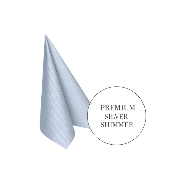 Middagsservietter Premium sølv shimmer, 10 stk.