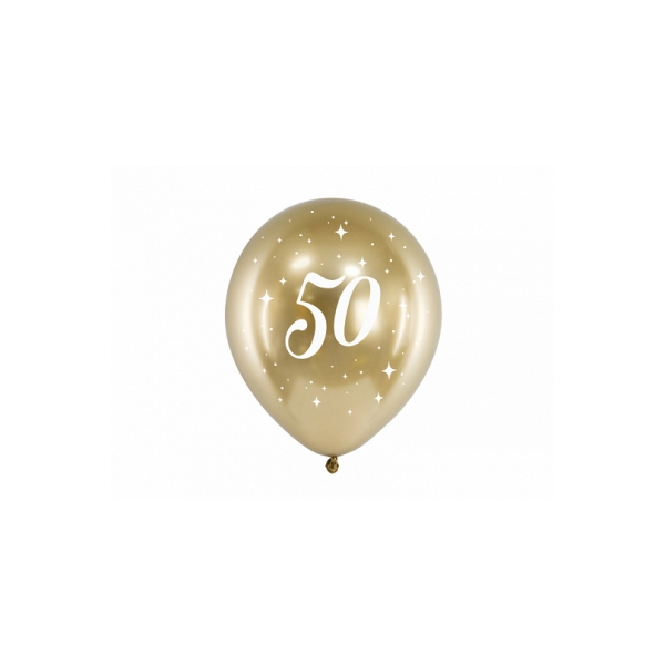 Ballonger Champagne Chrome 50, 6 stk.