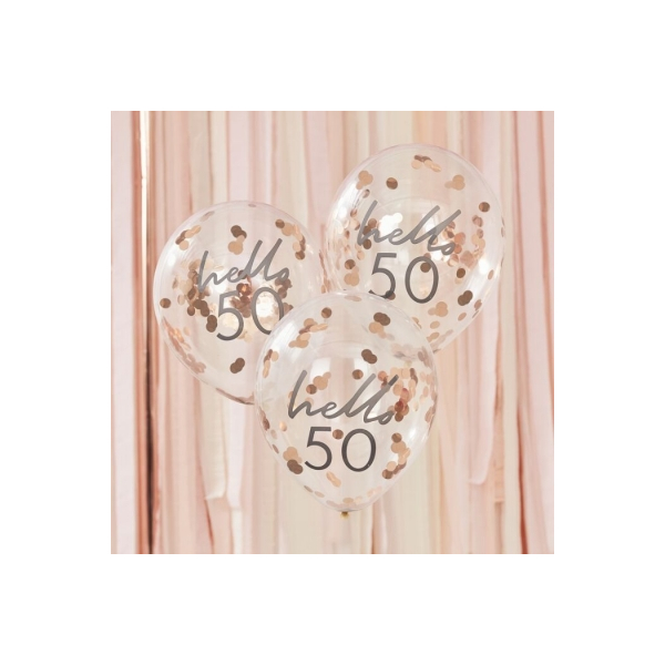 Konfettiballonger Hello 50 - Mix It Up, 5 stk.