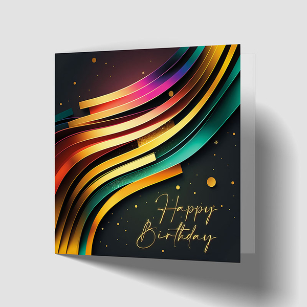 Gratulasjonskort Happy Birthday Vibrant, kvadratisk dobbelt