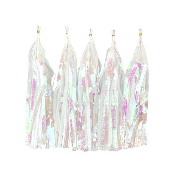 Tassel av folie iridescent, 5 stk.