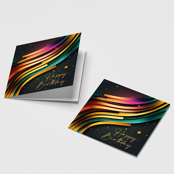 Gratulasjonskort Happy Birthday Vibrant, kvadratisk dobbelt