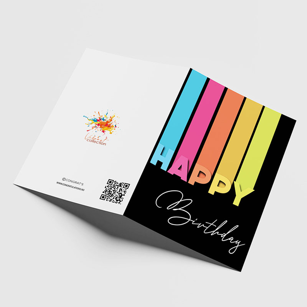 Gratulasjonskort Happy Birthday Vibrant, dobbelt