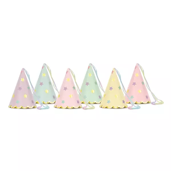 Partyhatter Stars pastell, 6 stk.