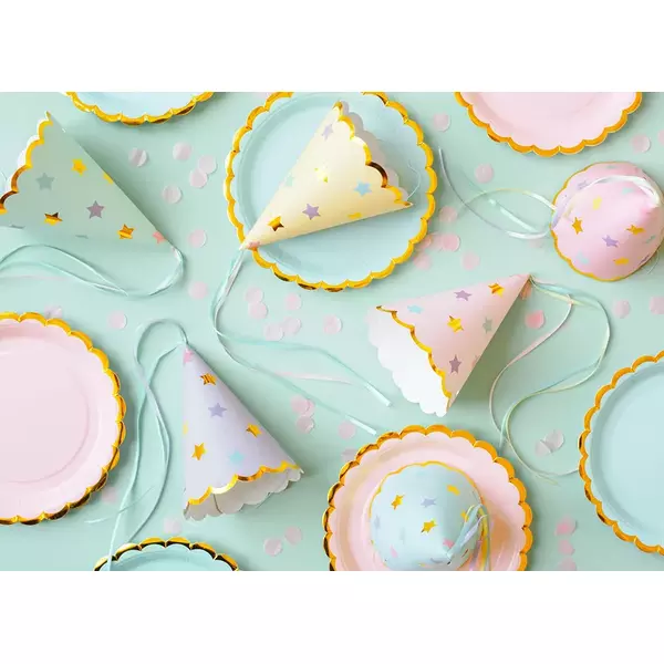 Partyhatter Stars pastell, 6 stk.