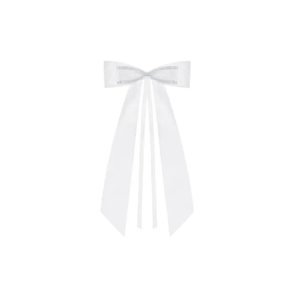 Bilpynt sløyfe hvit, 4 stk.