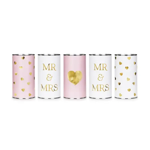 Blikkbokser Mr & Mrs, 5 stk.