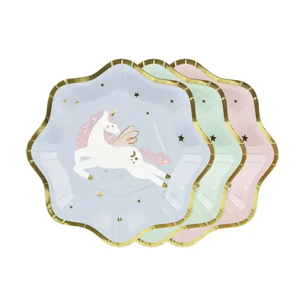 Papptallerkener Unicorn Pastel , 6 stk.