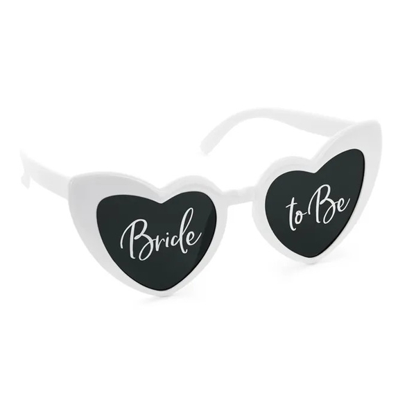 Hjerteformede briller Bride to Be, svart/hvit