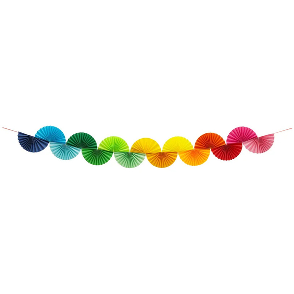 Papirgirlander Rainbow Fans, 2.5m, mix