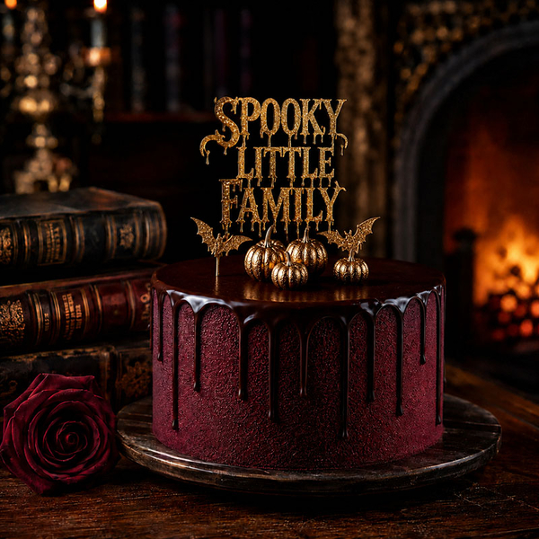 Kaketopp til Halloween Spooky little family