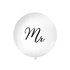 Stor ballong Mr, hvit/svart, 1m