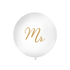 Stor ballong Mr, hvit/gull, 1 m
