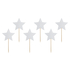 Cupcake toppers stjerner sølv glitter, 6 stk.